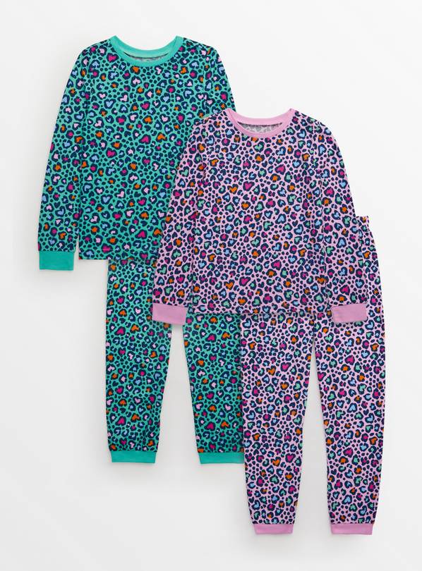 Teal & Pink Leopard Print Pyjama Sets 2 Pack 1.5-2 years